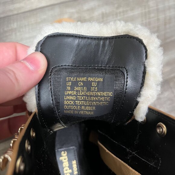 Kate Spade Raegan Classic Saddle Lace Up Boots Faux Fur NIB Brown Women’s Sz 7 - Picture 9 of 12